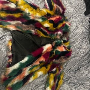 Multi Colored Faux Fur Coat
